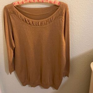 Metallic gold drop shoulder top for the holidays